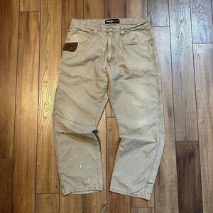 Wrangler Riggs‎ tan distressed baggy workwear pants size 36 x 32